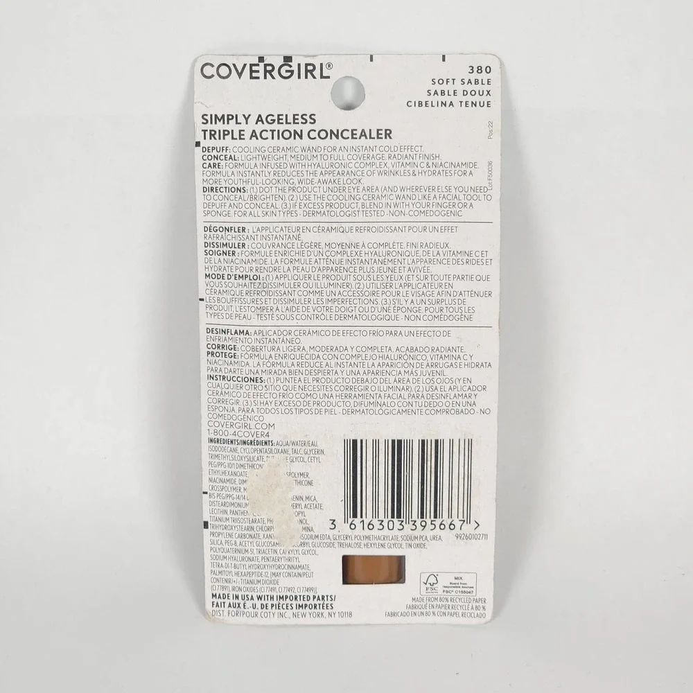 (2)‎ Covergirl Simply Ageless Triple Action Concealer 380 Soft Sable SHIPS FAST